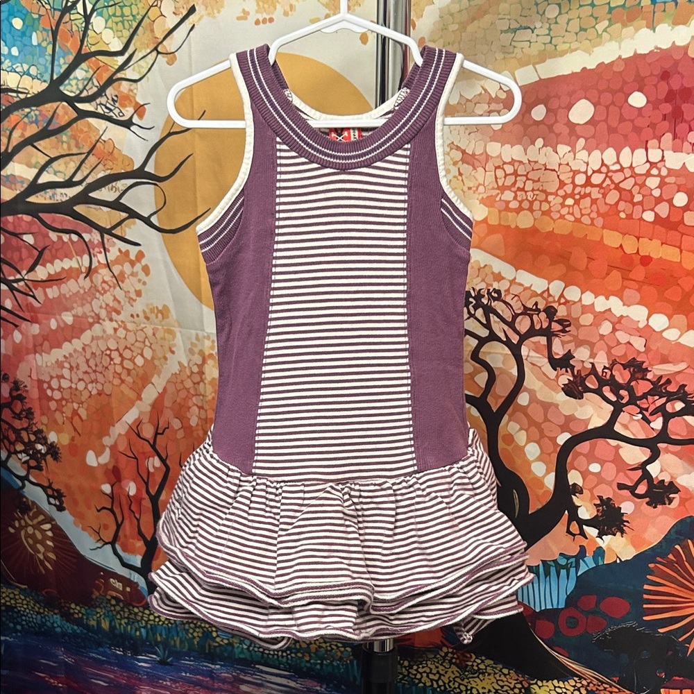 No Added Sugar Striped Purple and White Kids Ruffle Dress